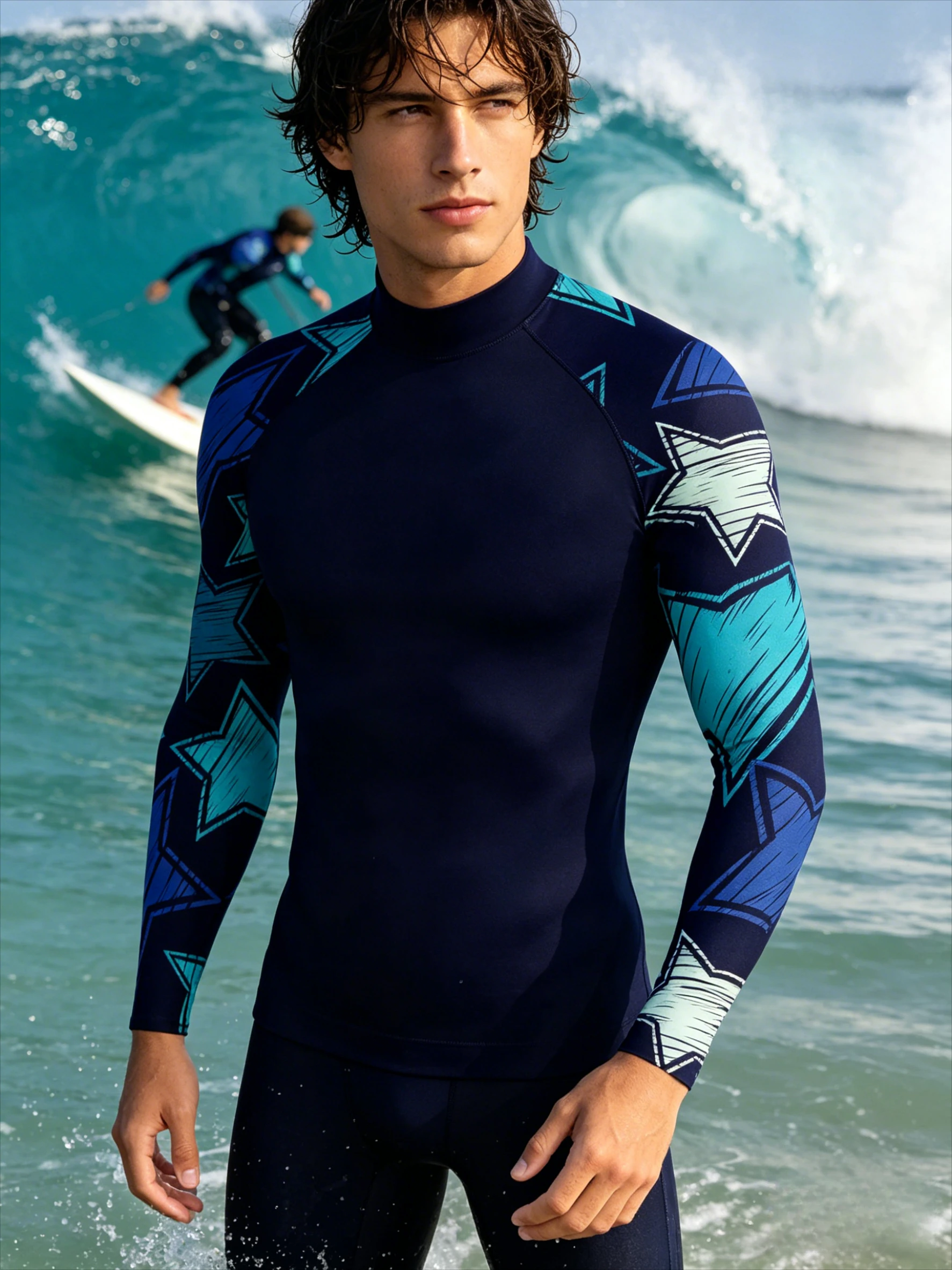

2026Men's Breathable Long Sleeve Rashguard Shirt Sun Protection Beach Swimming Shirts Quick Dry Surfing Shirt