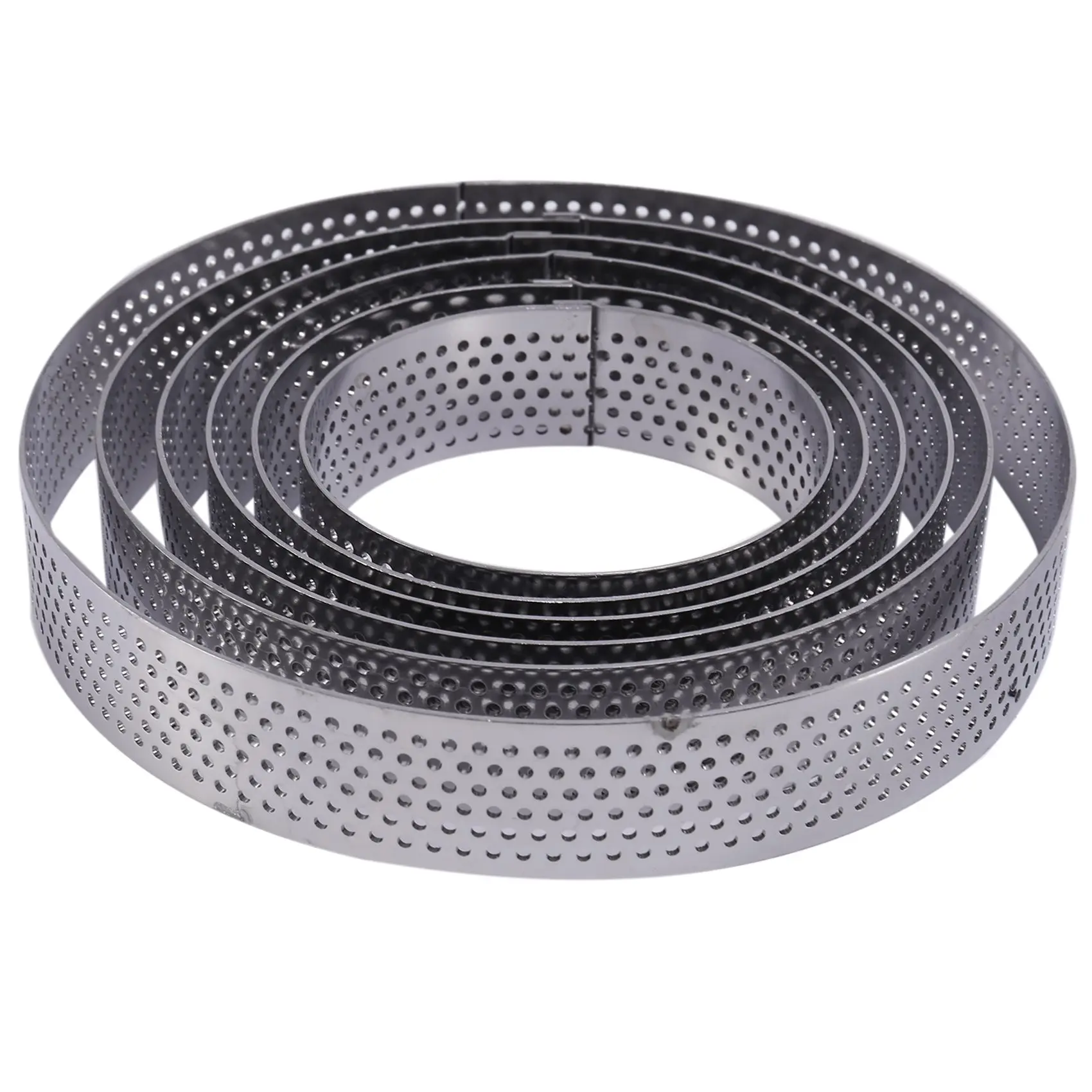 A1613Z~6 Pack Perforated Tart Rings Set,Stainless Steel Heat-Resistant Cake Mousse Ring Pie Mousse Mold for Pastry Cake