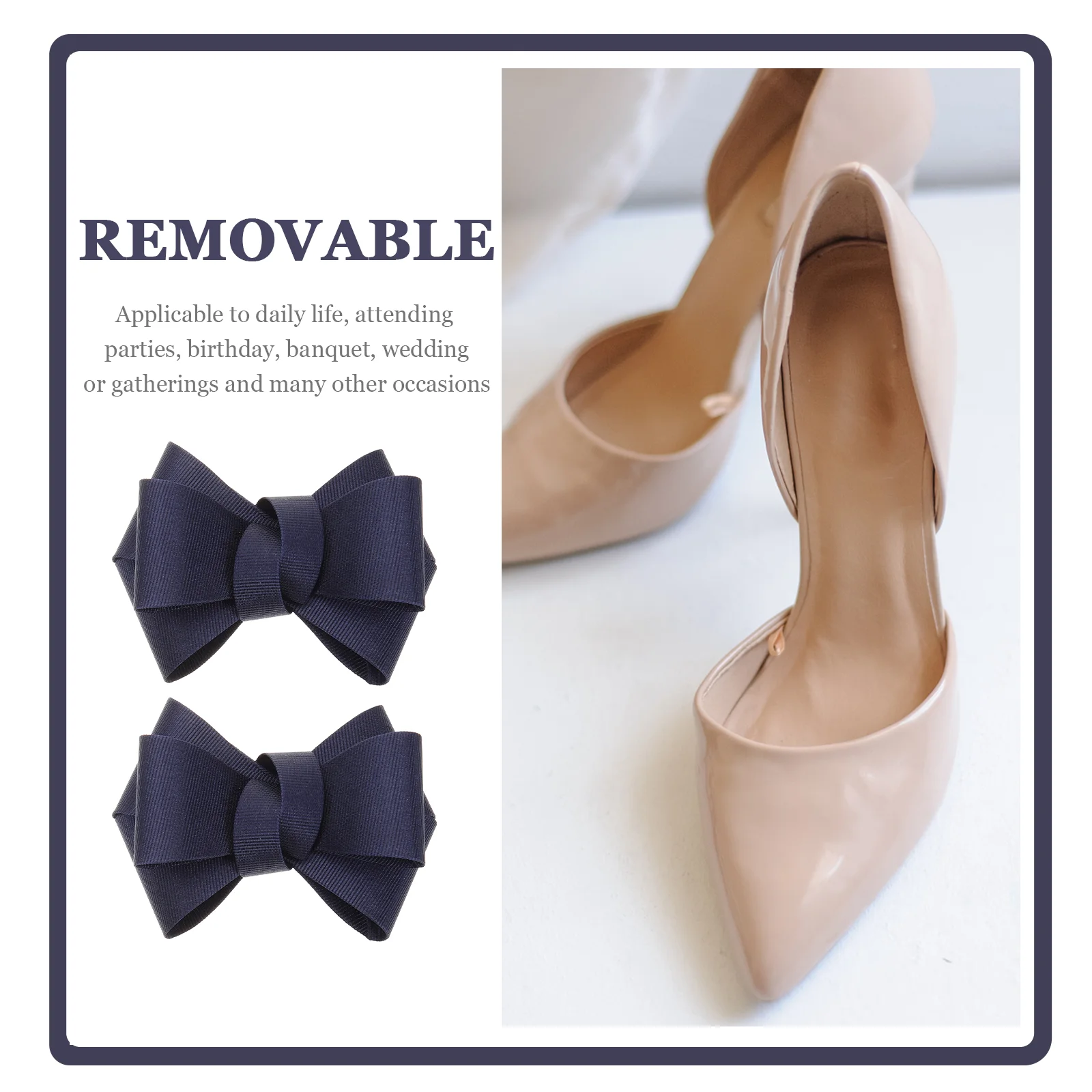 Bow Shoe Clips Classic Ribbed Material Removable Cloth Buckle Wedding Accessories Women Blue Shoe Decor Hanger Jewelry Storage