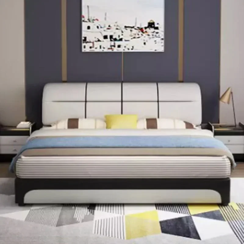 #European Upholstery Double Bed Leg Waterproof Modern King Size Twin Bed Headboard Frame Luxury Safe Cama De Casal Furniture