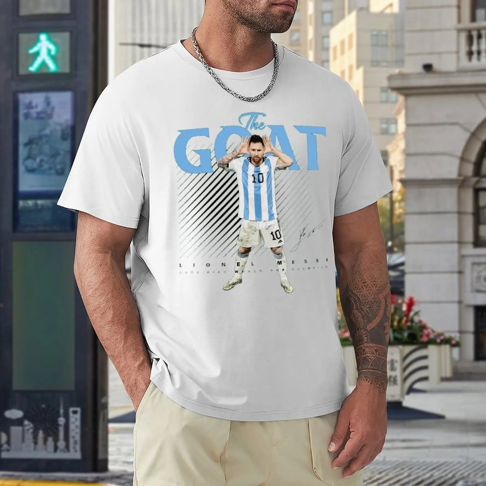 T-shirts CELEBRATION Lionel And Andrés And Messi And Argentina No.10 GOAT Caricature 82 Creative Sports Leisure USA Size High Gr