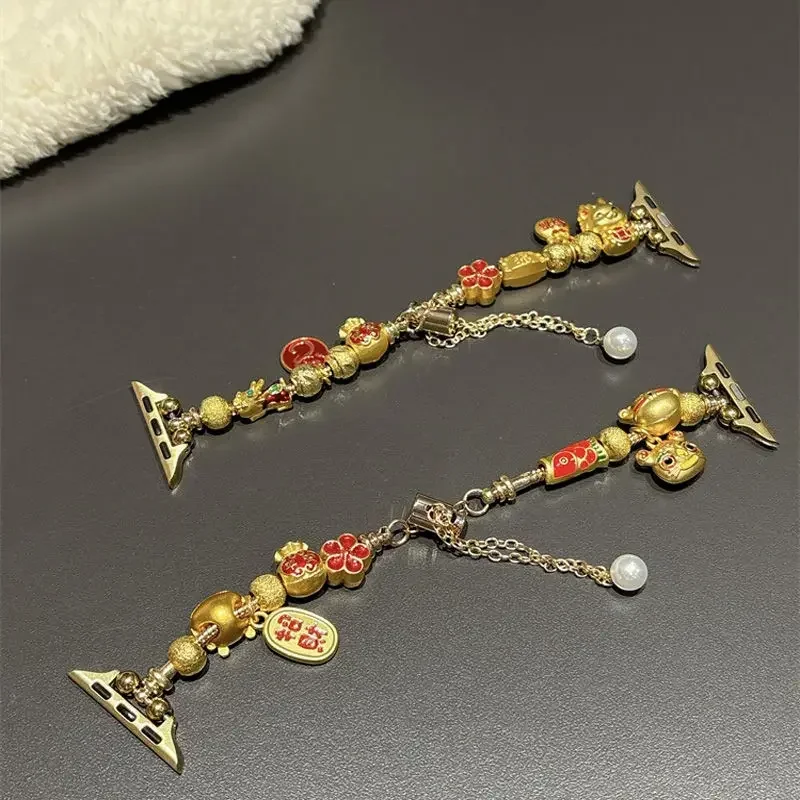 

Притяжение богатства Ruyi в китайском стиле подходит для новой версии Mi Band 9/8 NFC Xiaomi, универсальный ремешок ручной работы