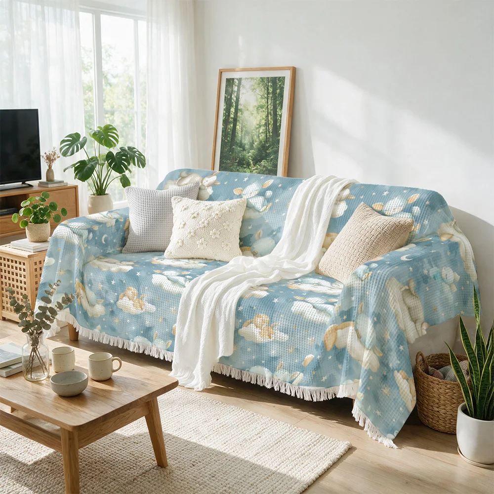 Luxurious Cloud Print Throw Blanket Sofa Couch Decor Cozy Home Accents Aesthetic Nursery Bedding Baby Gift Seasonal Living Room