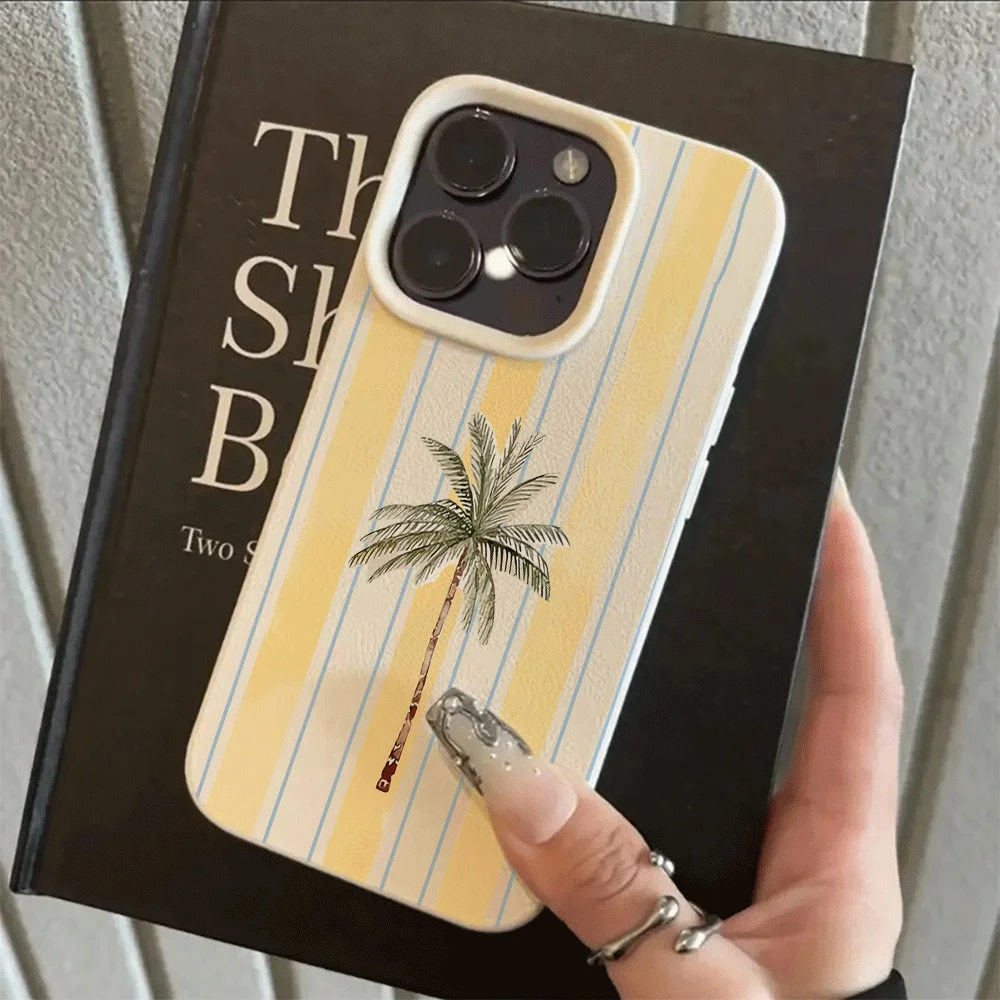 Koreanischer Stil Sommer Strand Kokospalmen Handyhülle für iPhone 17 16 15 14 13 12 11 Pro Max Plus X XR Silikon Matt Weiche Hülle – Detail 6