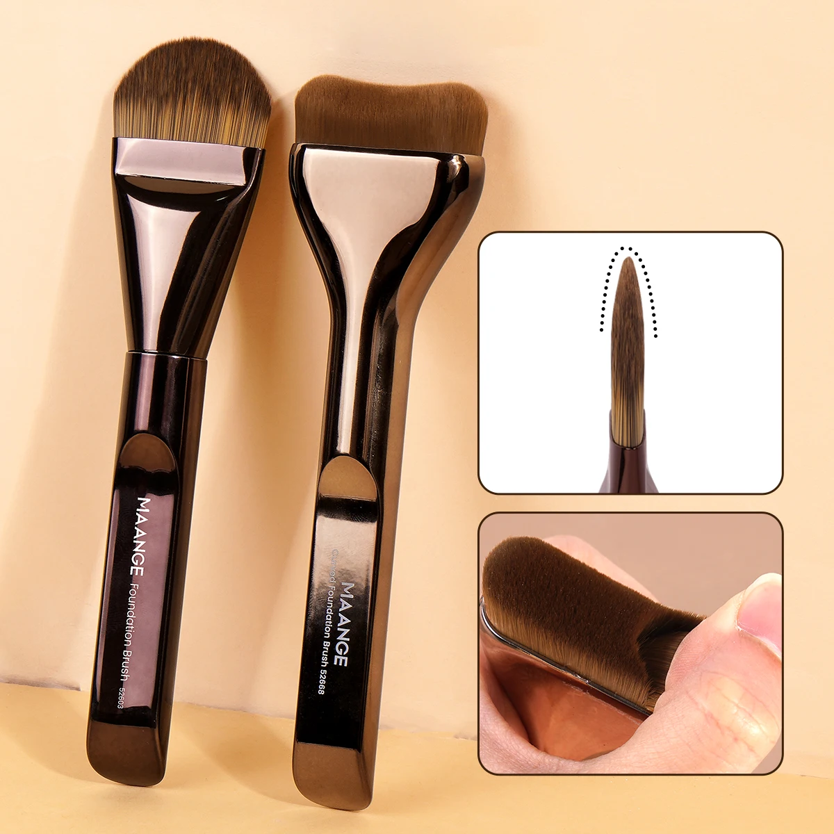 Juego de brochas de maquillaje para base, 2 uds., pincel ultrafino para máscara superior para crema líquida, cosméticos, herramienta de belleza para mezclar, maquillaje de regalo Premium