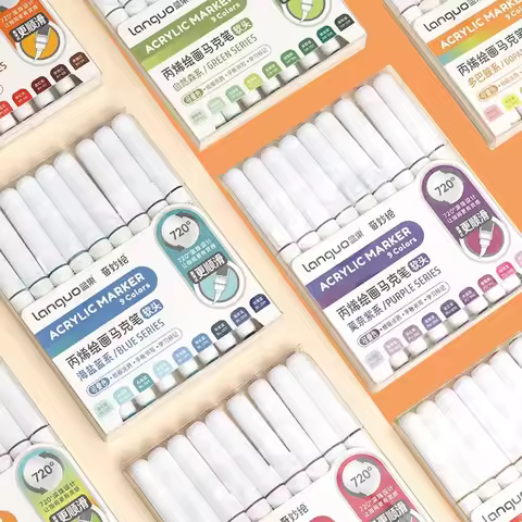 Languo 9 Unids/Caja Pincel Suave Juego de Rotuladores Acrílicos - DIY Dibujado a Mano, Rotuladores de Arte de Pintura, Bolígrafos de Pintura Acrílica Graffiti para Estudiantes, M720