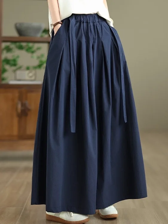 

Повседневные брюки из хлопка и льна со сложенным дизайном, широкие брюки свободного покроя, длинные брюки для похудения с эластичной резинкой на талии для женщин больших размеров