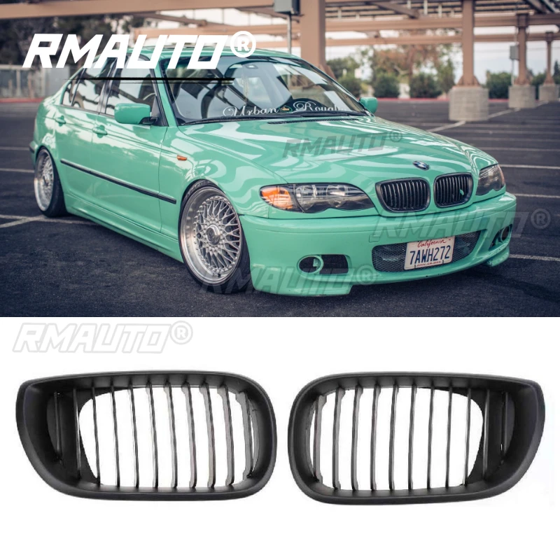 

RMAUTO 1 пара автомобильных передних бамперов, решетка для почек, гоночные грили, глянцевый черный для BMW E46 4D 3 серии 2002-2005 330i, Стайлинг автомобиля