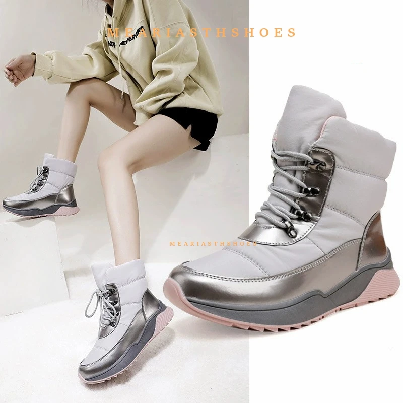 

Snow Boots Women Platform Boots Non-slip Women Winter Shoes Fur Warm Ankle Boots for Women Wedges Waterproof Thigh High Boots