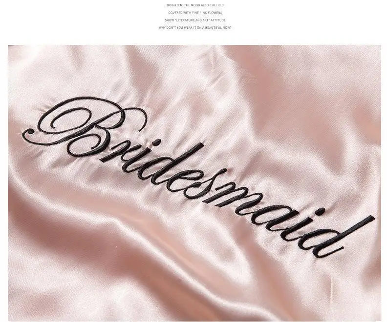 Bride Bridesmaid Wedding Robe Embroidery Kimono Bathrobe Gown Nightgown Casual Satin Short Women Sexy Nightwear Sleepwear