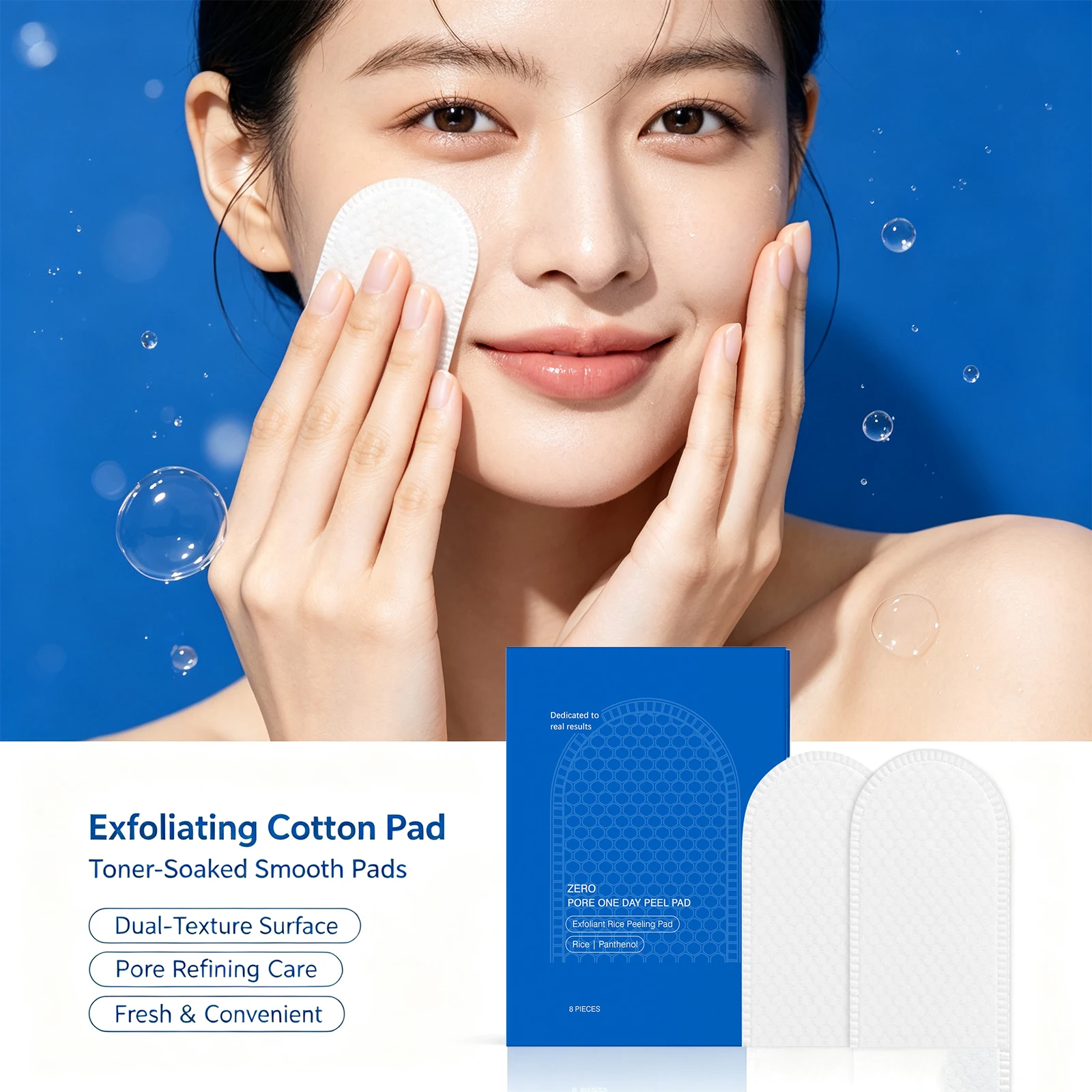 Pore Exfoliating Cotton Pads Remove Dead Skin Improve Rough Skin Dual Textured Smoothing Skin Pore Cleansing Skin Care 8PCS