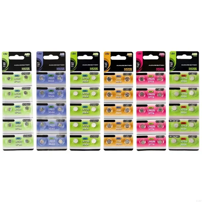 

R1WC 10Pieces AG0/AG1/AG2/AG3 1.55V Alkaline Button Batteries Coin Cell Batteries Suitable for LED Flashlights and Pointers