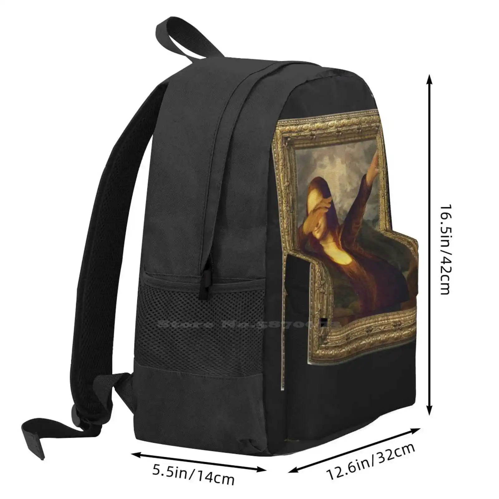 Dabbing Mona Lisa Painting 3d Print Design Backpack Student Bag Dabbing Funny Meme Mona Lisa Dab Cool Davinci Monalisa Cage