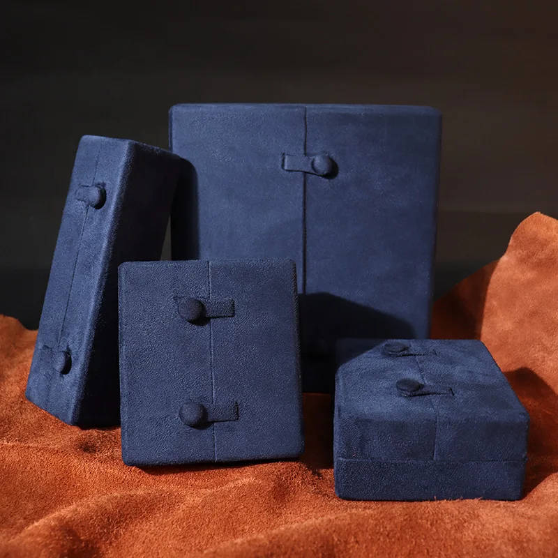 

Velvet jewelry box, navy blue rounded corner jewelry packaging box, ring , pendant bracelet box