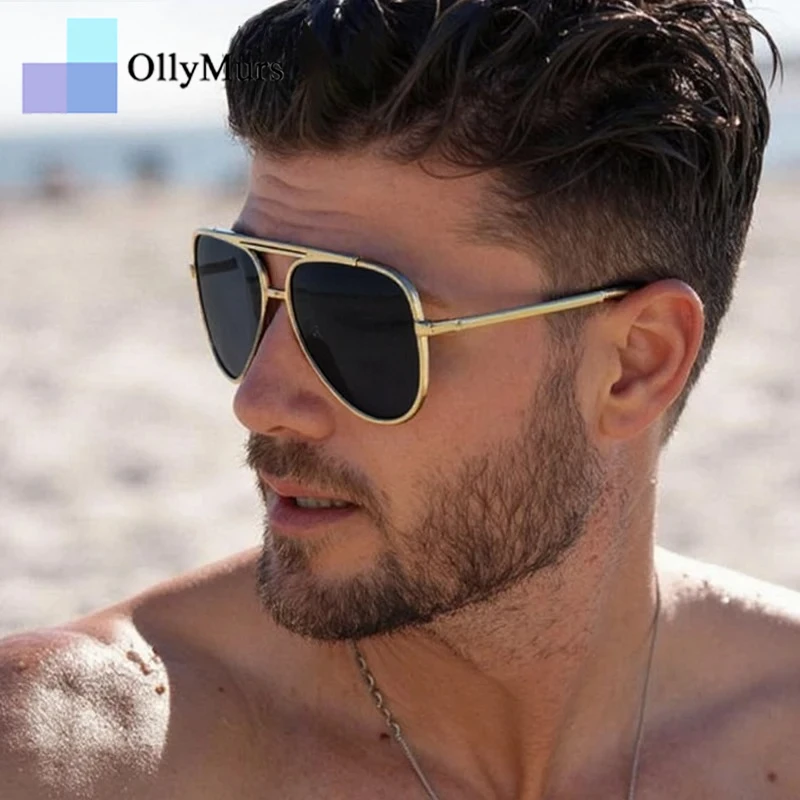 

Oversized Pilot Punk UV400 Luxury Sunglasses Men Retro Oval Steampunk Sun Glasses Male Metal Glasses Frame Eyewear BrandShades