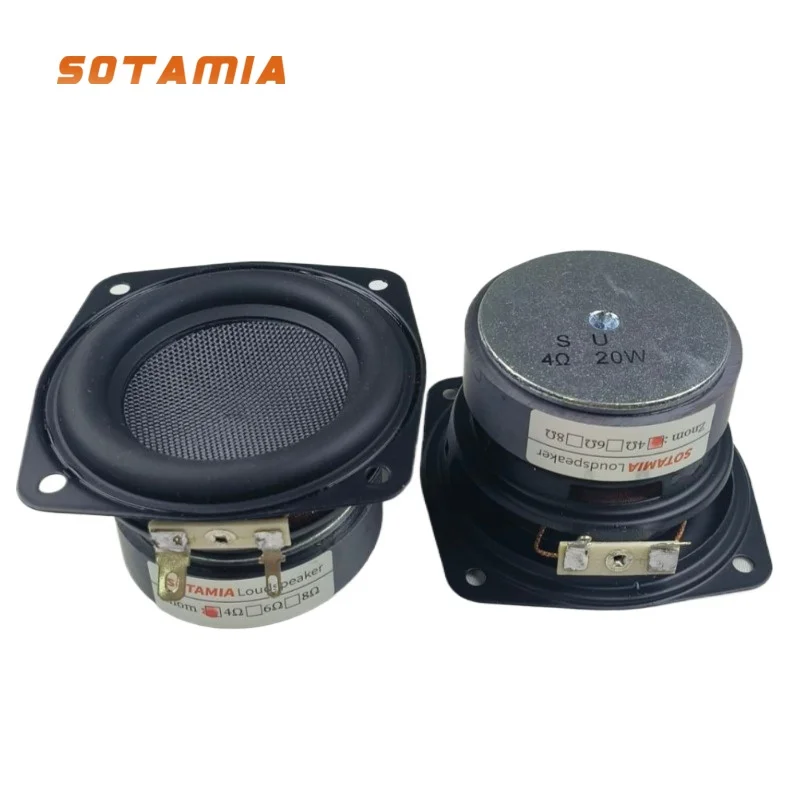 

SOTAMIA 2 шт. 3-дюймовые сабвуферы 4 Ом 20 Вт, черные, из стекловолокна, аудио Hi-Fi, для домашней музыки, DIY, для домашнего кинотеатра, мощные динамики