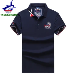 TACE&SHARK Fashion Personality Solid Color Embroidery Polo Shirt 2022 Summer Men Business Shark Polos Mens Casual Clothing