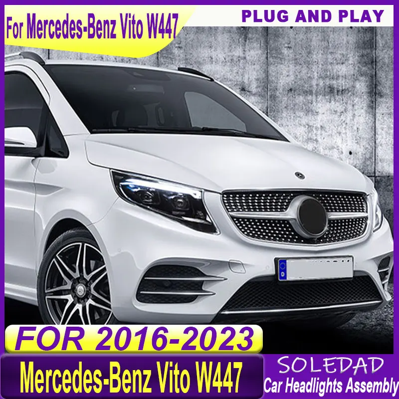 Car Front Lights For Benz Vito 2016 2017 2018-2023 W447 LED Headlight Assembly Upgrade High Configure Dynamic Lamp Accessories