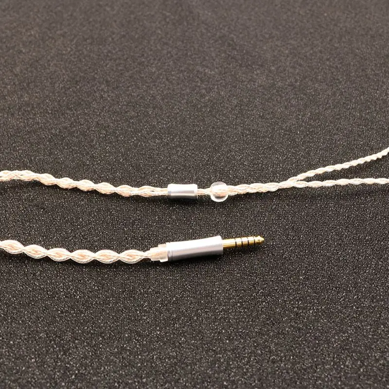 XINHS kabel ditingkatkan headphone tenun campuran tembaga kristal tunggal dan berlapis perak 4-core