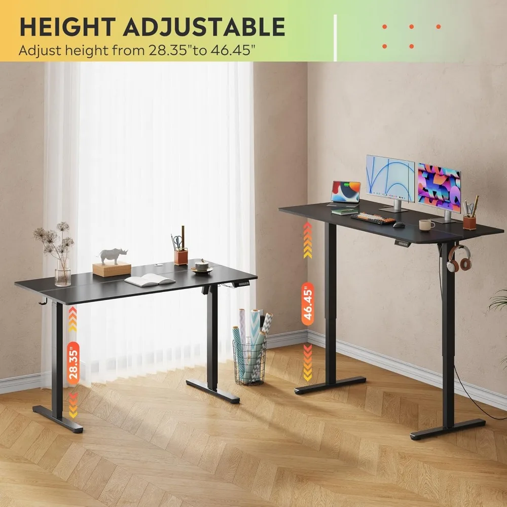 مكتب قائم كهربائي قابل للتعديل، 55 × 28 بوصة، سطح مكتب عميق 28 بوصة للاستخدام في حامل الجلوس #4