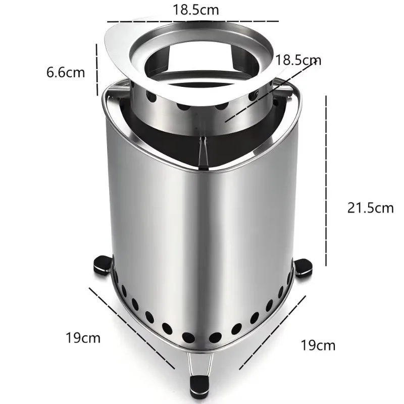 Stainless Steel Camping Stove Gas Firewood Burners Folding Windproof Wood Burning Stove Outdoor Backpacking Survival Gear