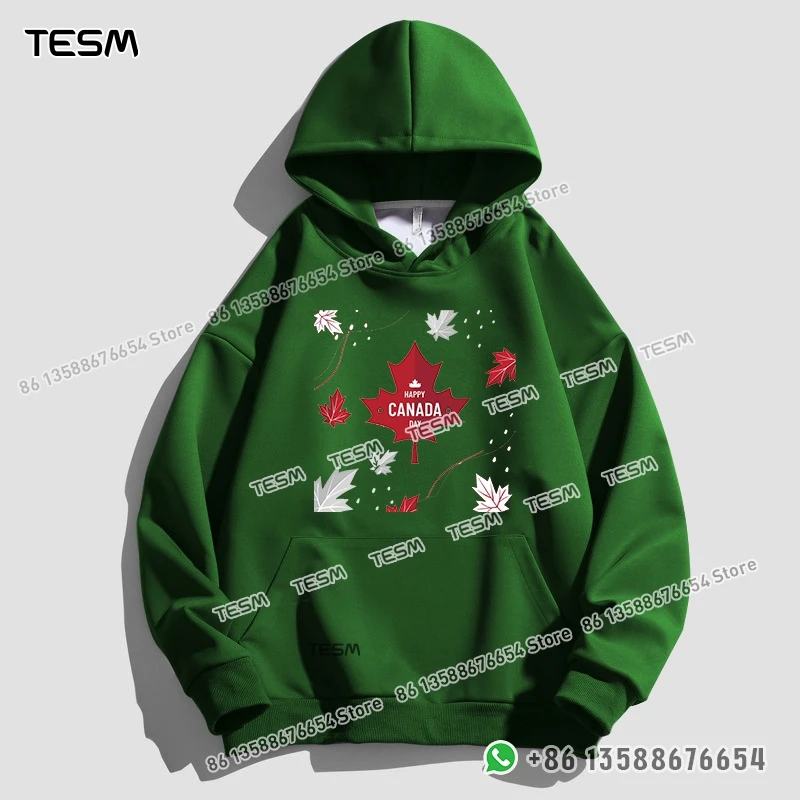 TESM Men Women Hoodie Maple Leaf Pattern Trendy Sweatshirt Parent-child Sports Top Party Pullover Long - Sleeves