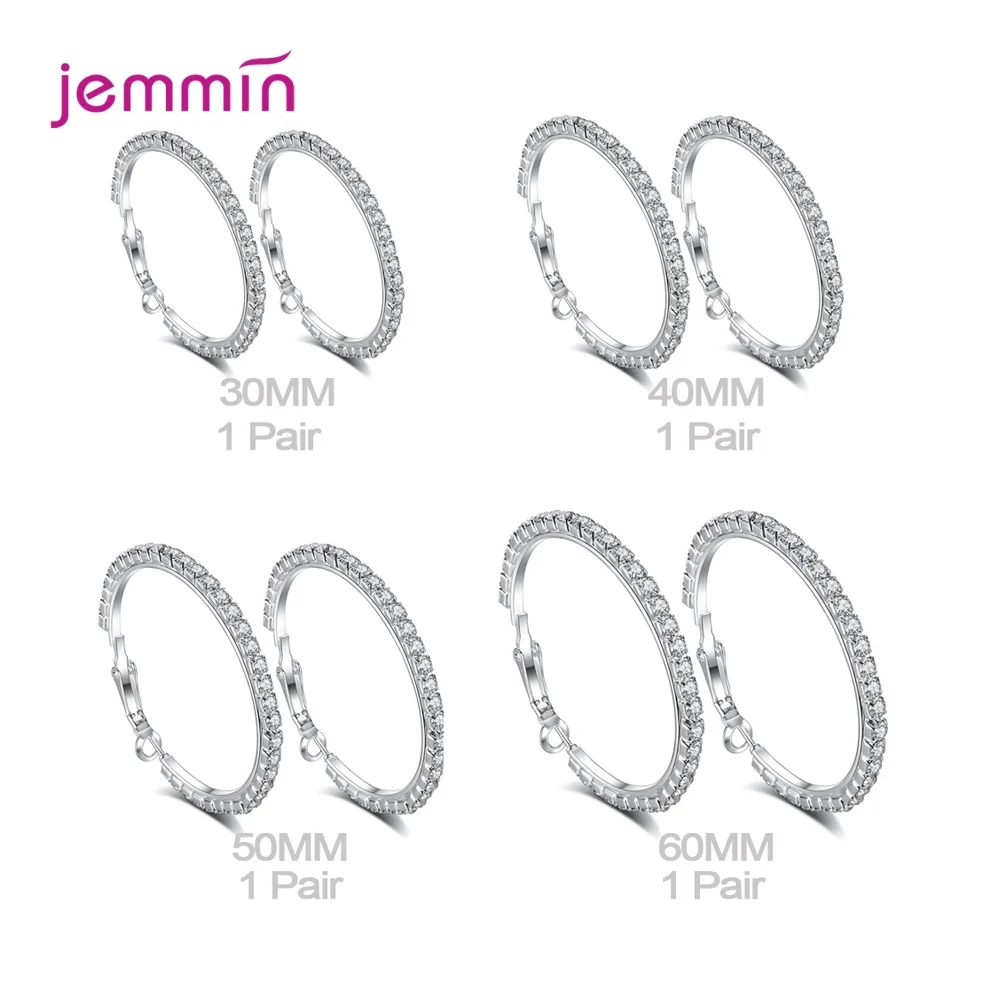 Genuine 925 Sterling Silver Sparkling Earrings Package Sale Circle Fashion Hoop Earrings For Women Luxury Wedding Jewelry