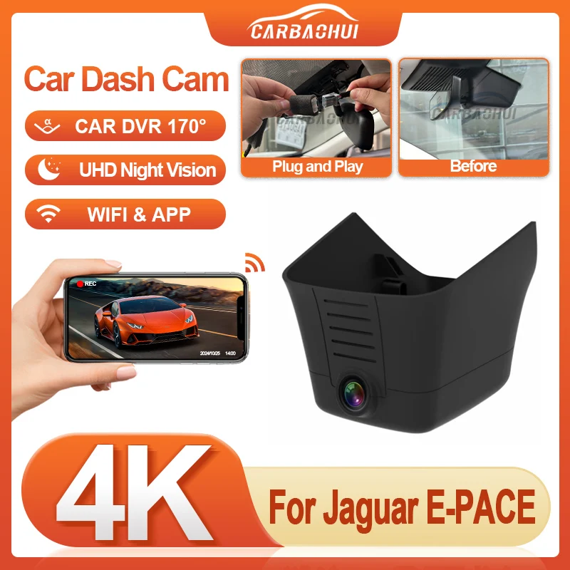 Plug and play Car DVR Wifi Video Recorder Dash Cam Camera Loop recording For Jaguar E-PACE R-DYNAMIC SE 2024 2025 Dashcam