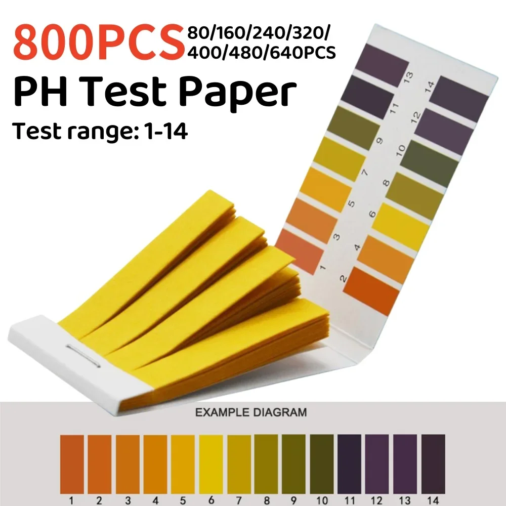 Tiras de prueba de PH, papel tornasol de 1-14 PH con tabla de comparación, Cosméticos de agua, tira de prueba de acidez del suelo, precisión para el