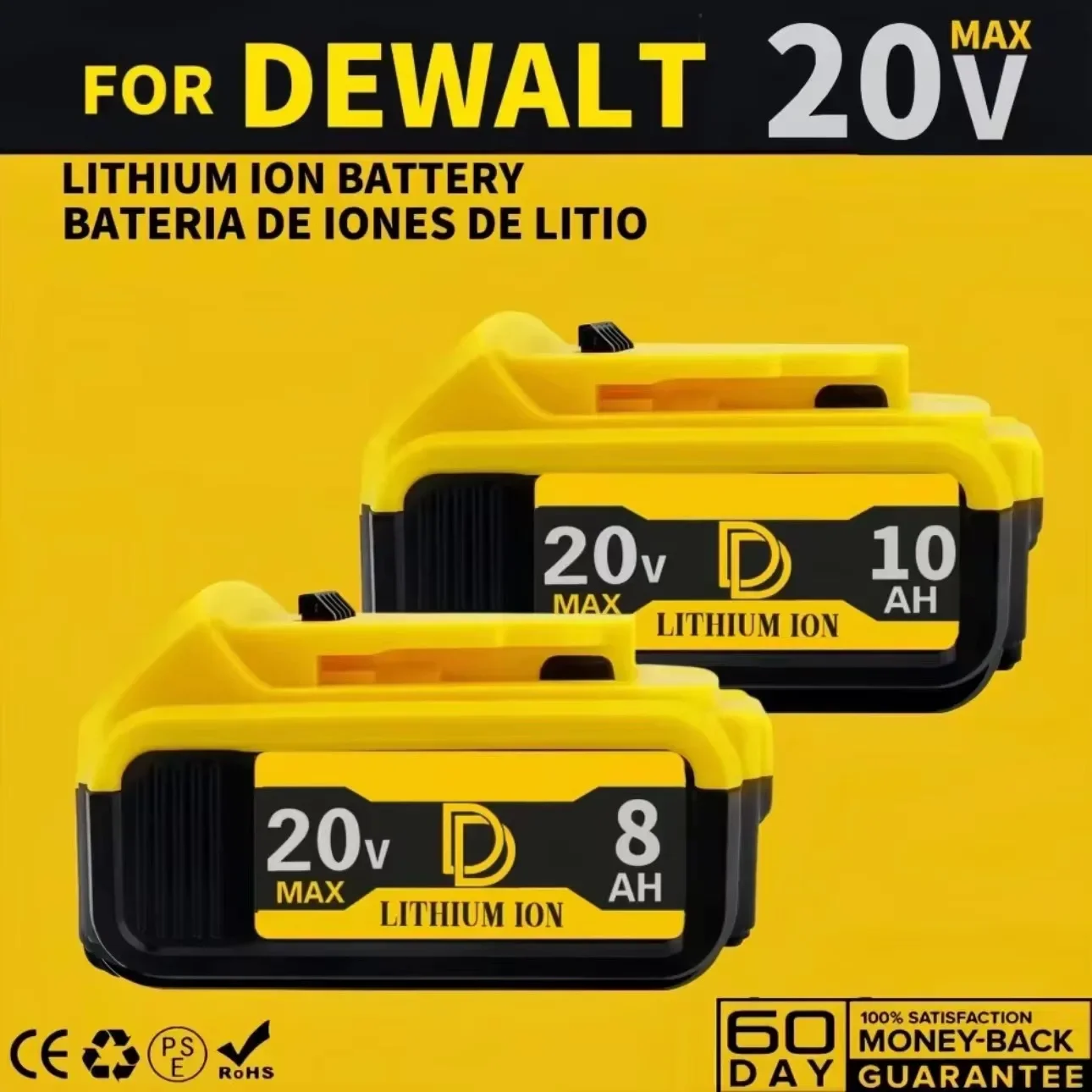 20V 8.0/10.0Ah For DeWalt MAX Tool Battery Replacement Battery Compatible with DCB184 DCB181 DCB182 DCB200 Dewalt battery