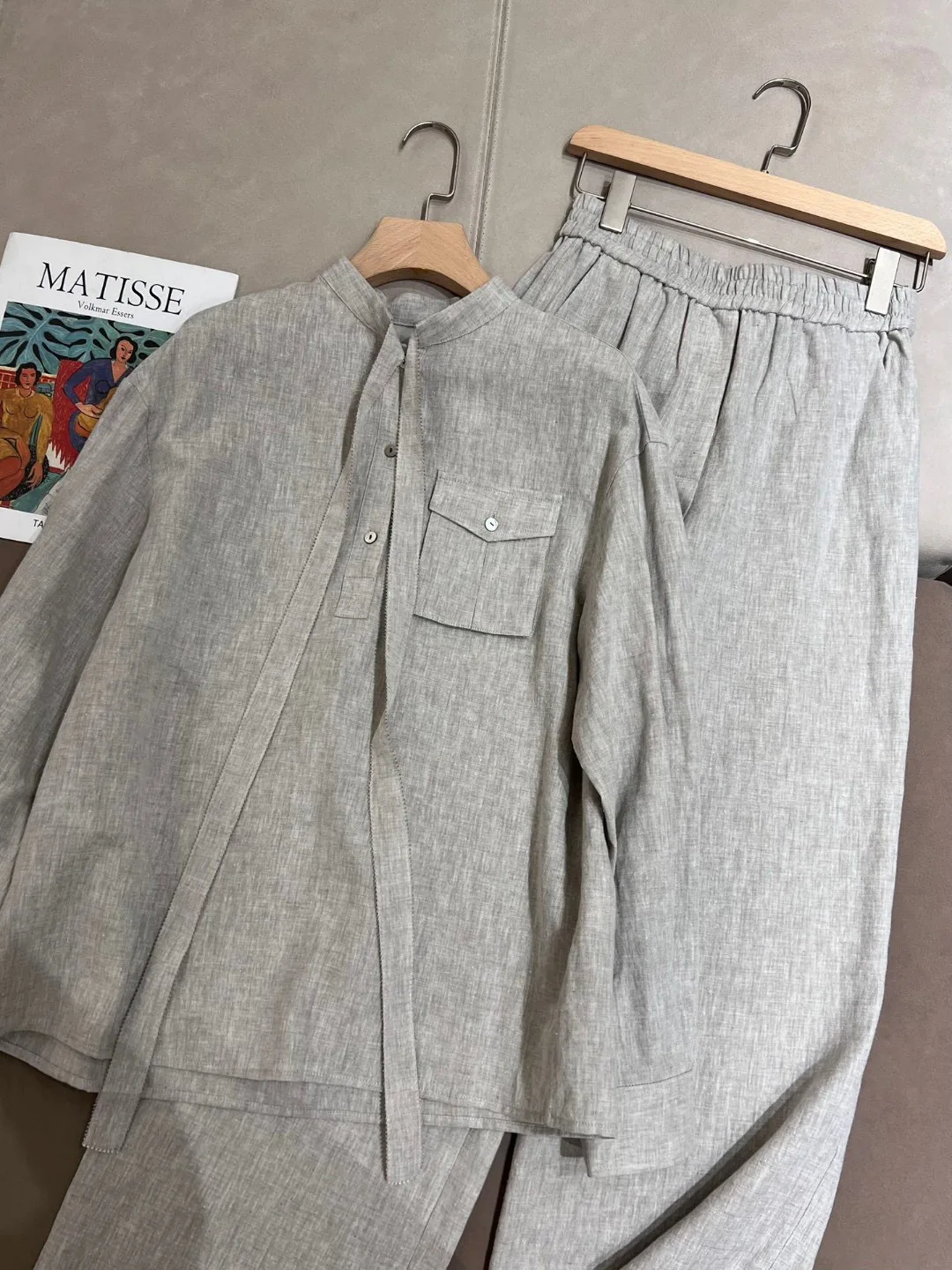 2024 Summer High Quality Casual Loose Linen Pants Suit