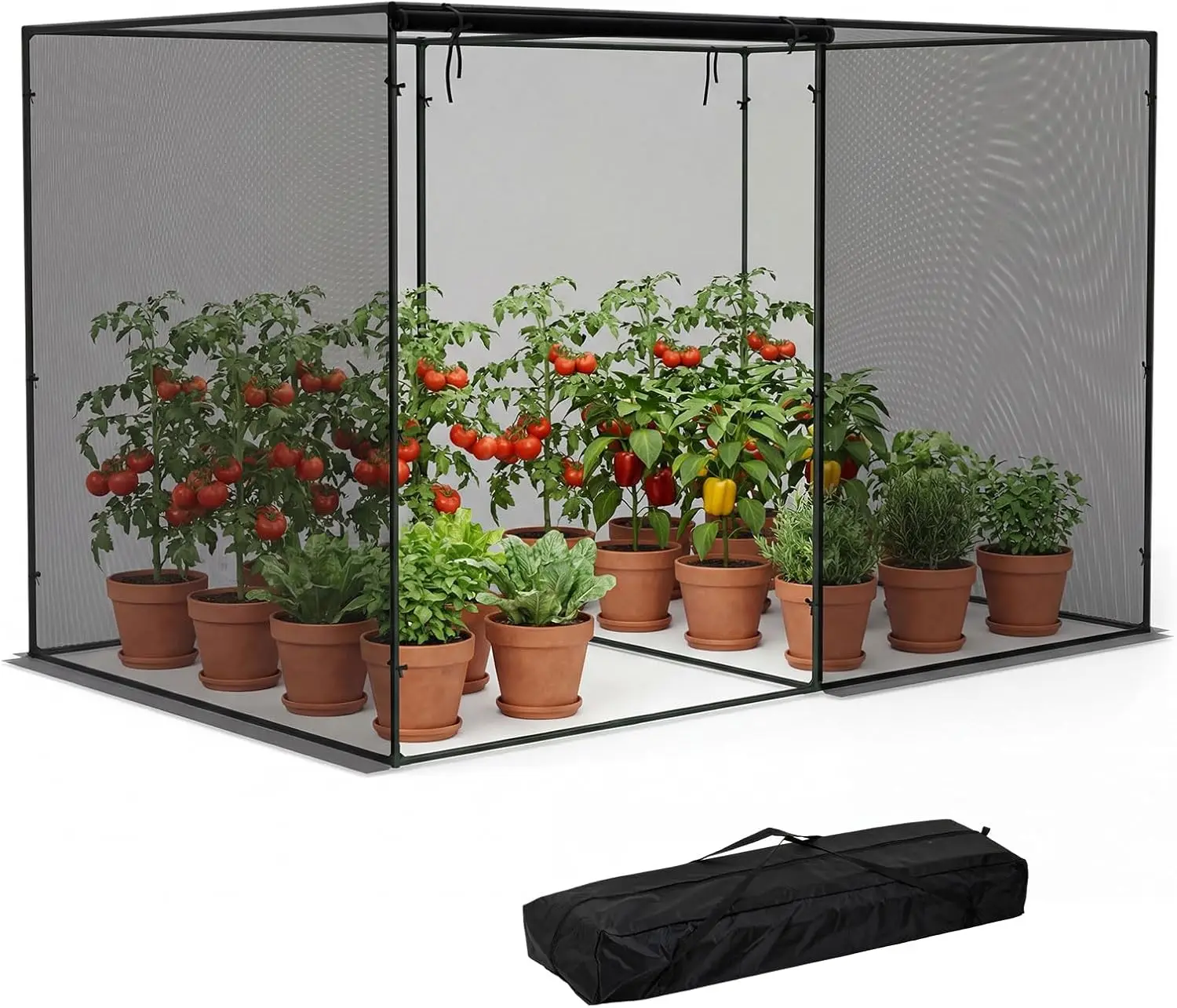 

Garden Crop Cage, 10 x 6.5 x 6.5 ft Plant Netting Cover w/Zipper Doors, 6 Ground Stakes & Carrying Bag, Portable Plant Protectio