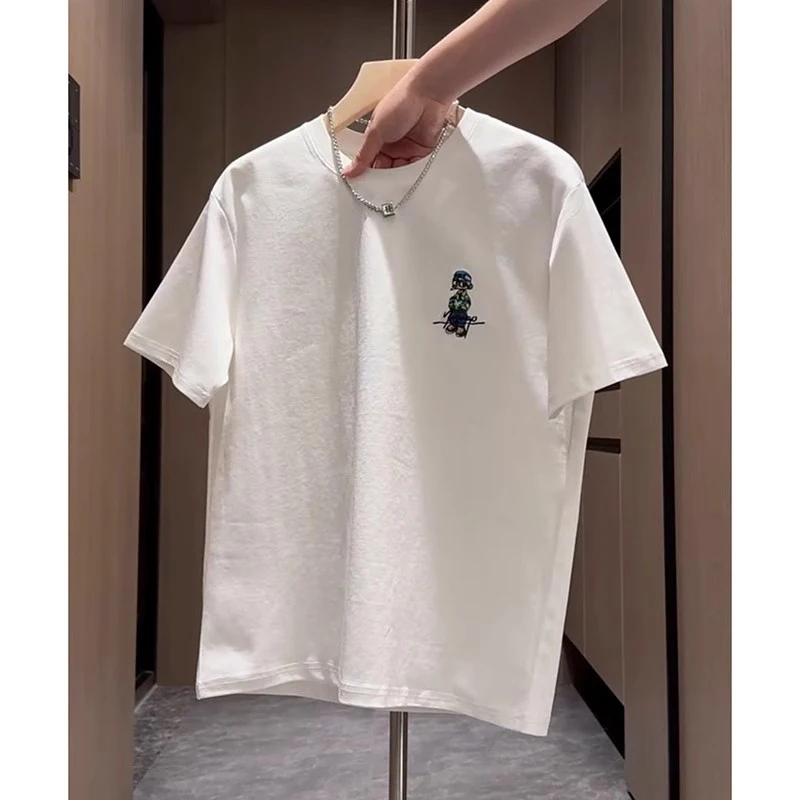 

Fun Boy Print T-irt ort Sve Summer Casual Youth Faion Big Size round Ne Sweatirt Street Sle All-Match Trendy