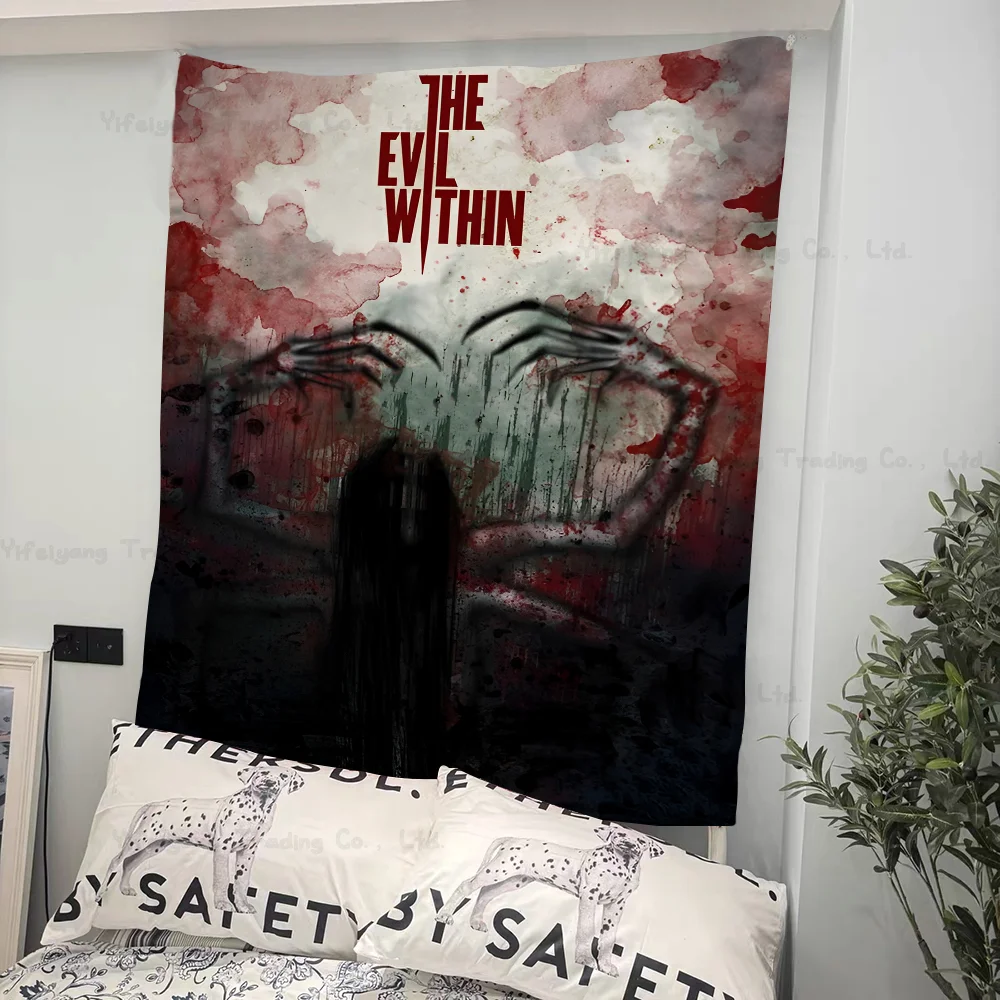 

T-The E-Evil W-Within DIY Wall Tapestry Art Science Fiction Room Home Decor Wall Art Decor