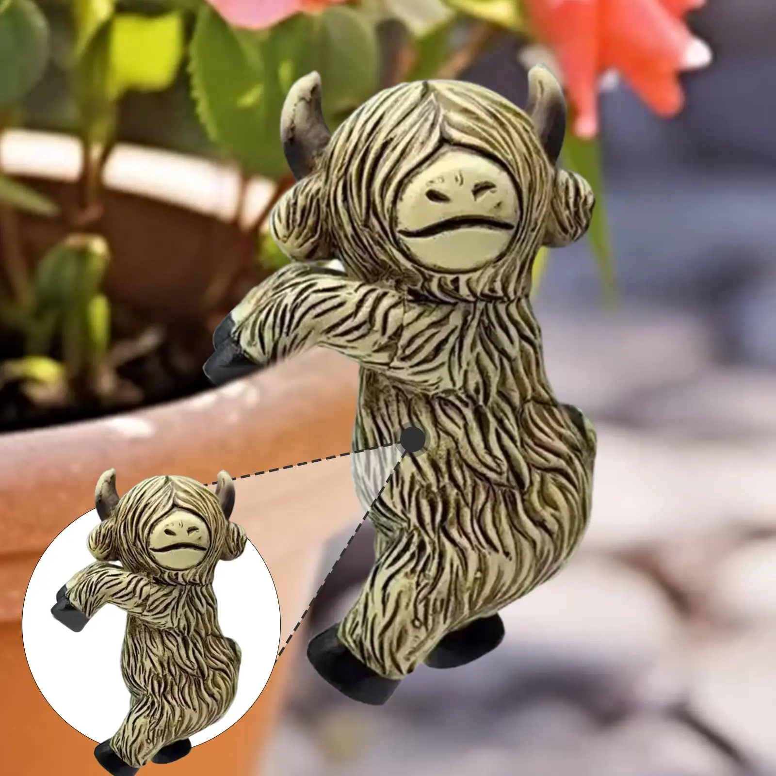 Hanging Animal Statue Resin Pot Climbing Sculpture Planter Edge Decor for Living Room Office Courtyard Indoor Plants Home
