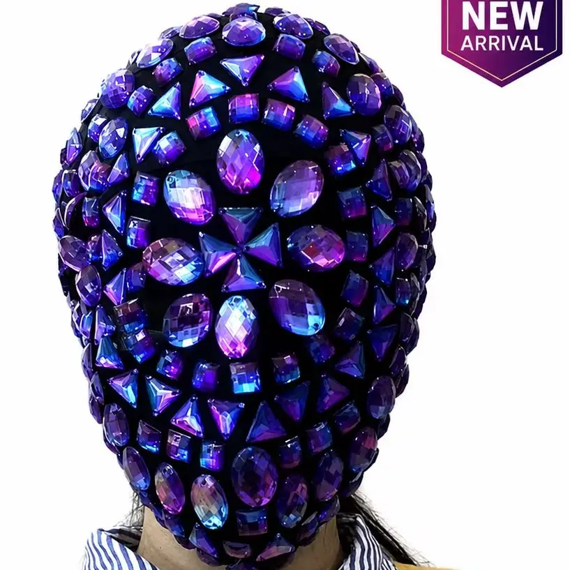 Halloween Full Head Rhinestone Rivet Mask Glittering Party Dance Cosplay Accessory Nightclub Festival Performance Stage Prop