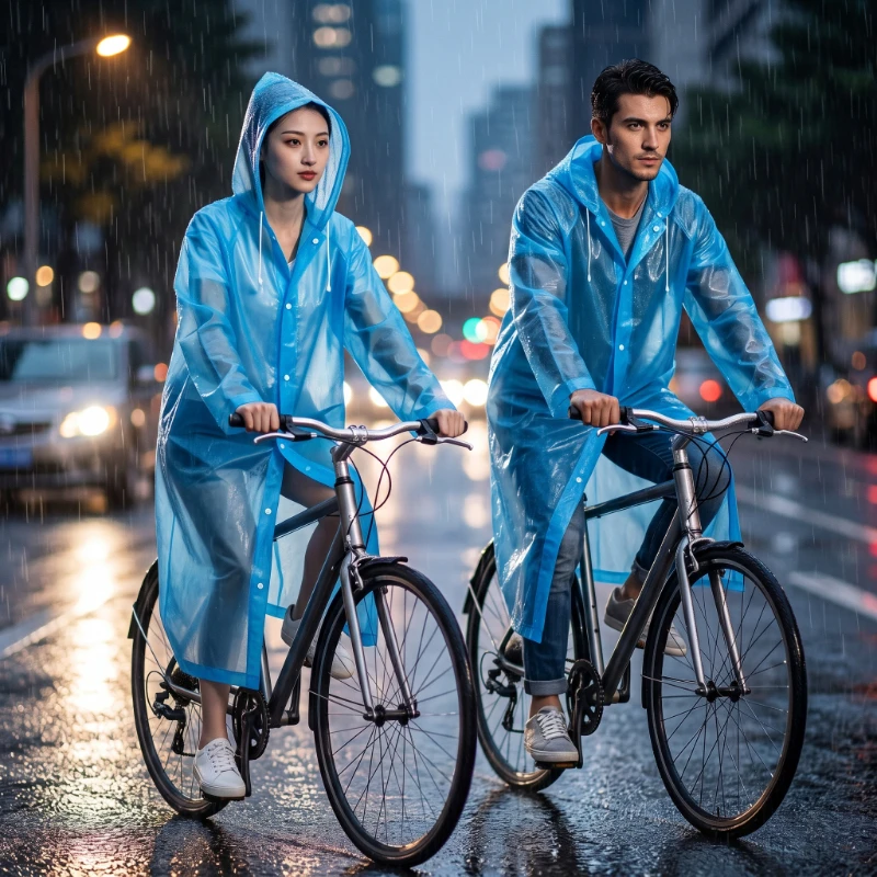 Eco - Friendly EVA Raincoat, Adult & Kids Sizes, Stylish Transparent Waterproof Push - Button Portable Outdoor Poncho (Reusable)