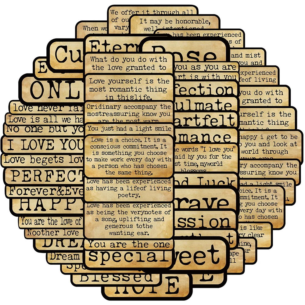 10/30/50pcs Retro Love Labels adesivi Vintage stile americano Graffiti Sticker custodia per telefono fai da te Notebook bagagli decalcomanie impermeabili