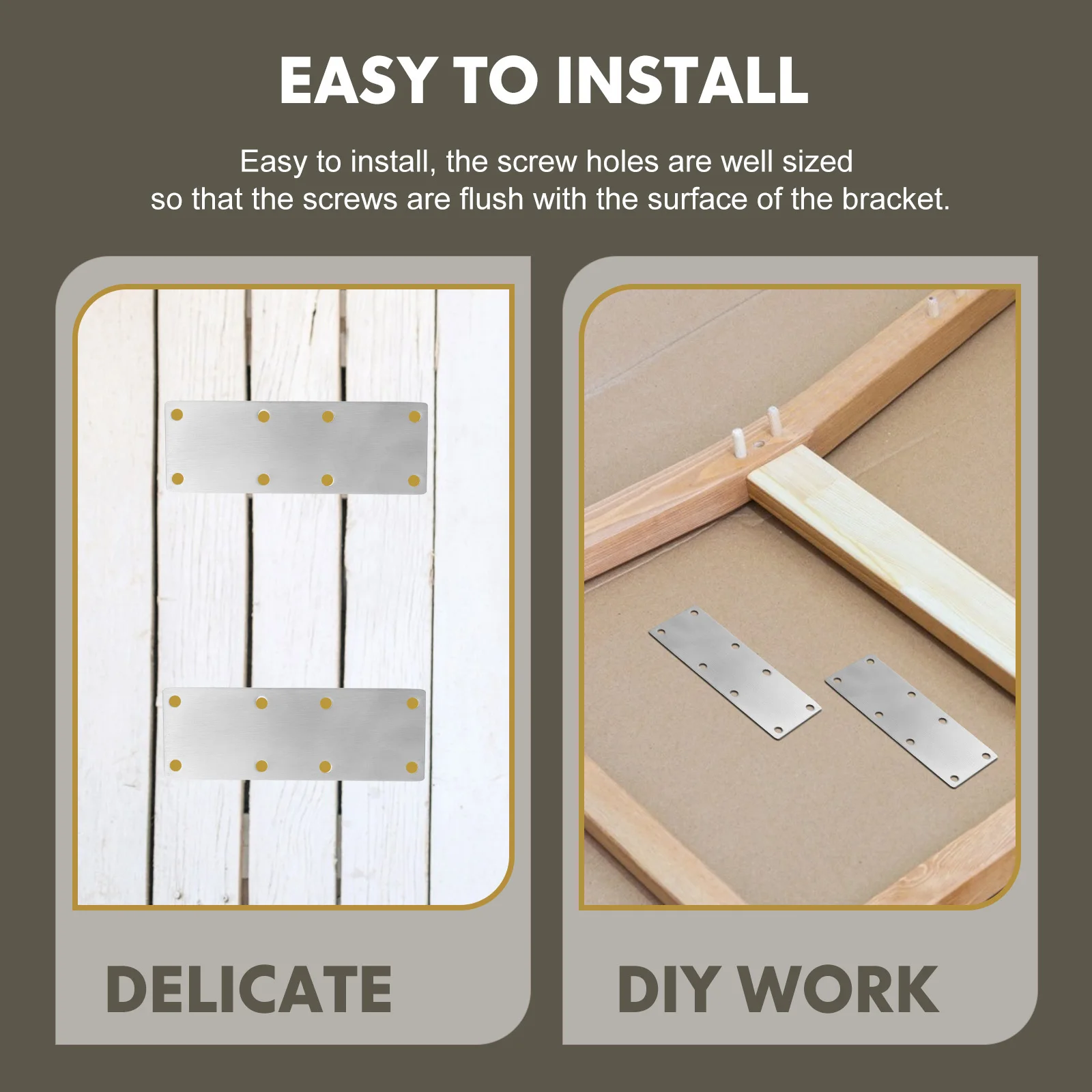 

4Pcs Mending Plates Flat Brace Brackets Straight Repair Fixing Connector Stainless Steel for Wood Flat Bracket