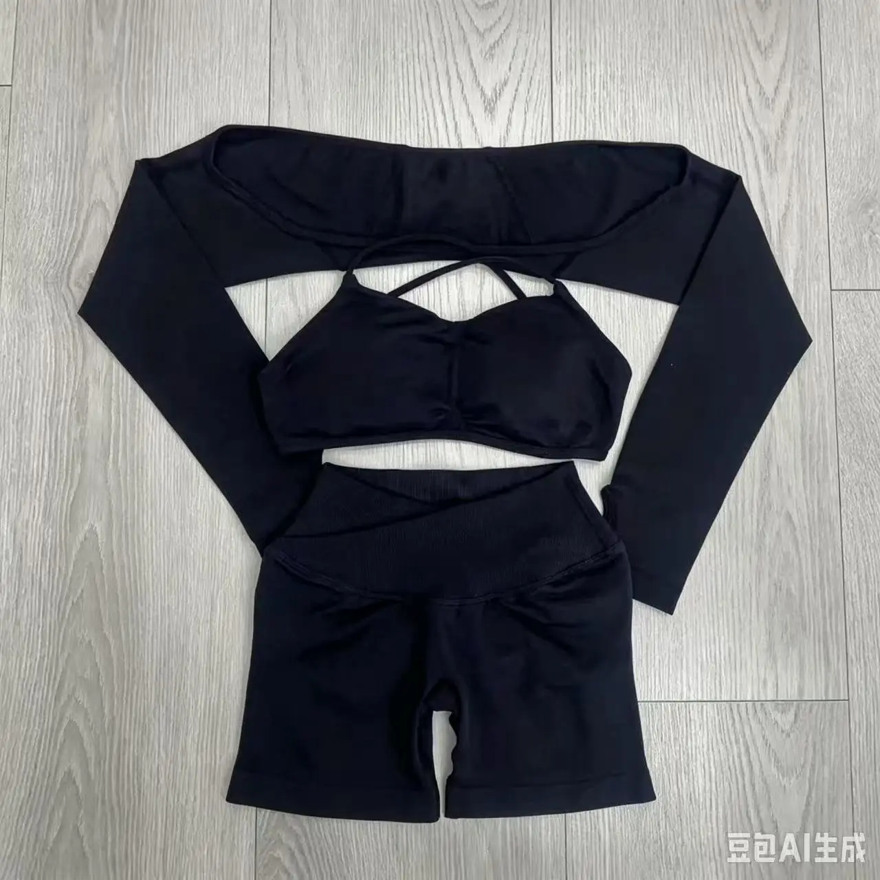 Women's High Stretch Gym Sportswear Vision Shrug Sports Bra Shorts Set Comfortable Workout Yoga Active Wear Outfit