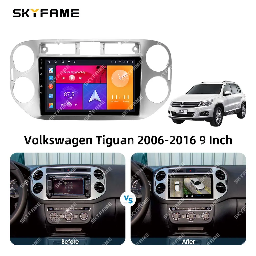 SKYFAME Автомобильная Рамка адаптер Canbus коробка декодер Android радио приборная комплект панели для Volkswagen Tiguan