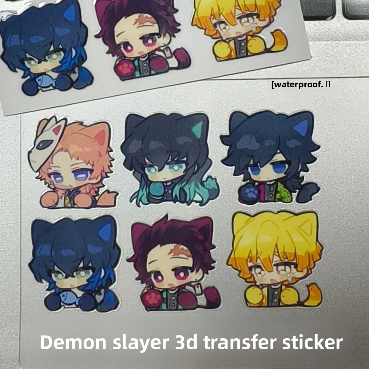 

Demon Slayer Mini Sticker Merchandise Tanjiro Giyuu Cute 3D Waterproof Transfer Stickers for Decorating Tablets and Computers