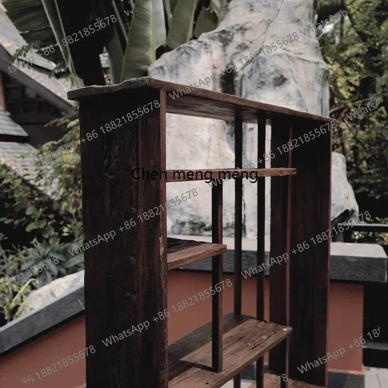 H Bogu shelf segmented wabi-sabi style ancient wood display shelf bookshelf ancient wood homestay