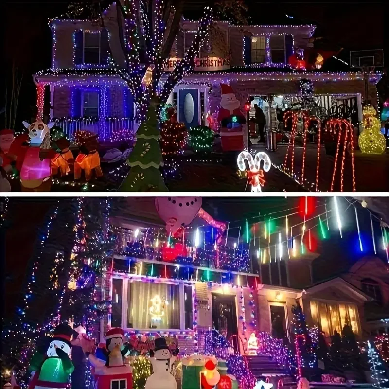 سلسلة إضاءة خارجية تعمل بالطاقة الشمسية مع 8 أوضاع إضاءة مناسبة لتزيين العطلات وأضواء LED الشمسية الجنية للحدائق والحفلات