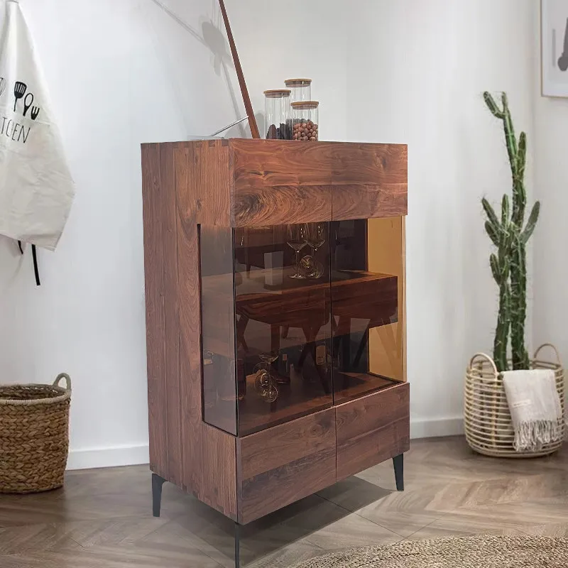 

AA Light luxury solid wood wine cabinets, glass cabinets, storage cabinets, and simple display cabinets against the wall