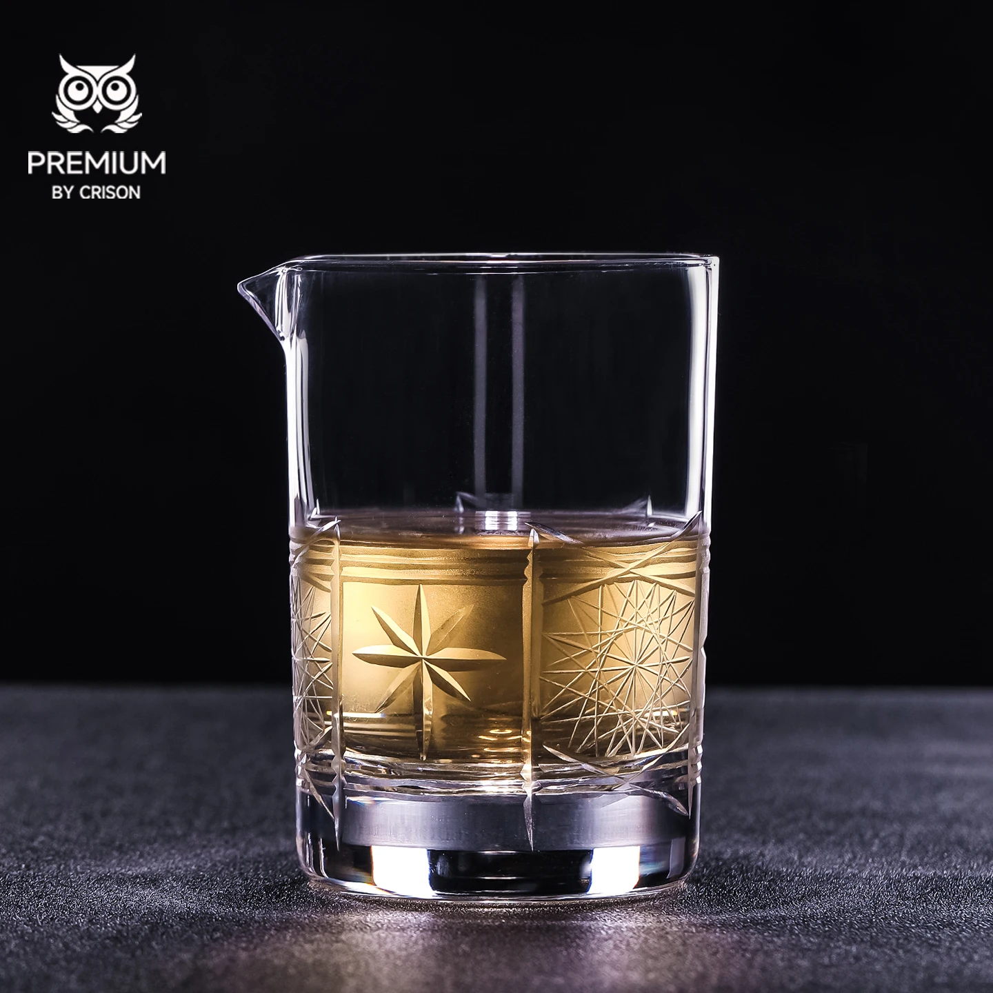 

CRISON Handmade crystal glass engraved cocktail mixing cup, cocktail mixer, bar specific cocktail mixing bar tools mixologist