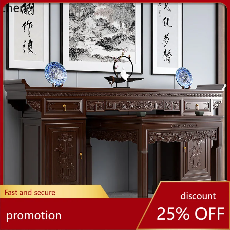 HXL Eight Immortals Table Full Solid Wood Carved Cabinet Altar Table God Table Raised Head Table Side Table