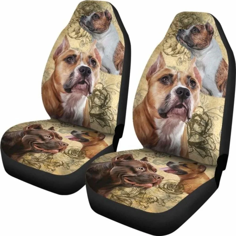 Staffordshire Bull Terrier Car Seat Covers,Pack of 2 Universal Front Seat Protective Cover