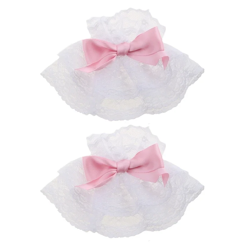 Pulsera de Cosplay de sirvienta con lazo de encaje con volantes y manga de mano de Lolita para mujer