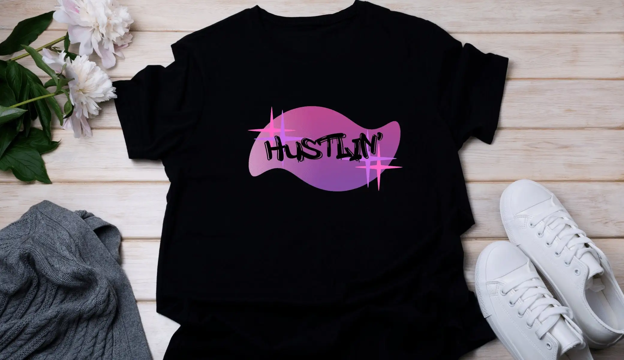 Hustlin T Shirt Hustler Graffiti hard work business owner gift for her him Softstyle